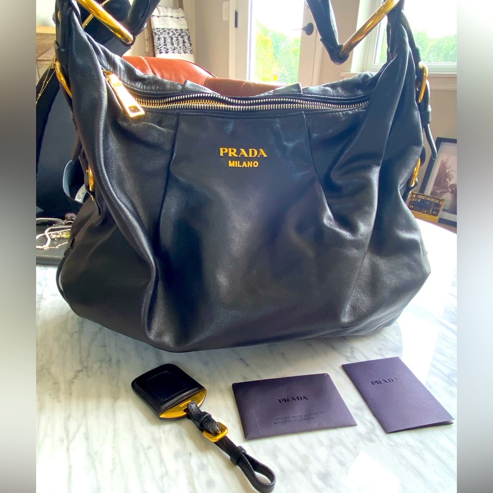 PRADA, Soft Calf Ring Hobo, AUTHENTIC, very good condition